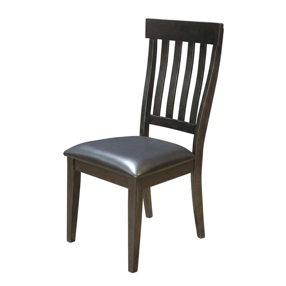 Grey Finish Side Chairs with Upholstered Faux Leather Seats