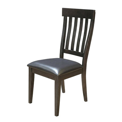Grey Finish Side Chairs with Upholstered Faux Leather Seats