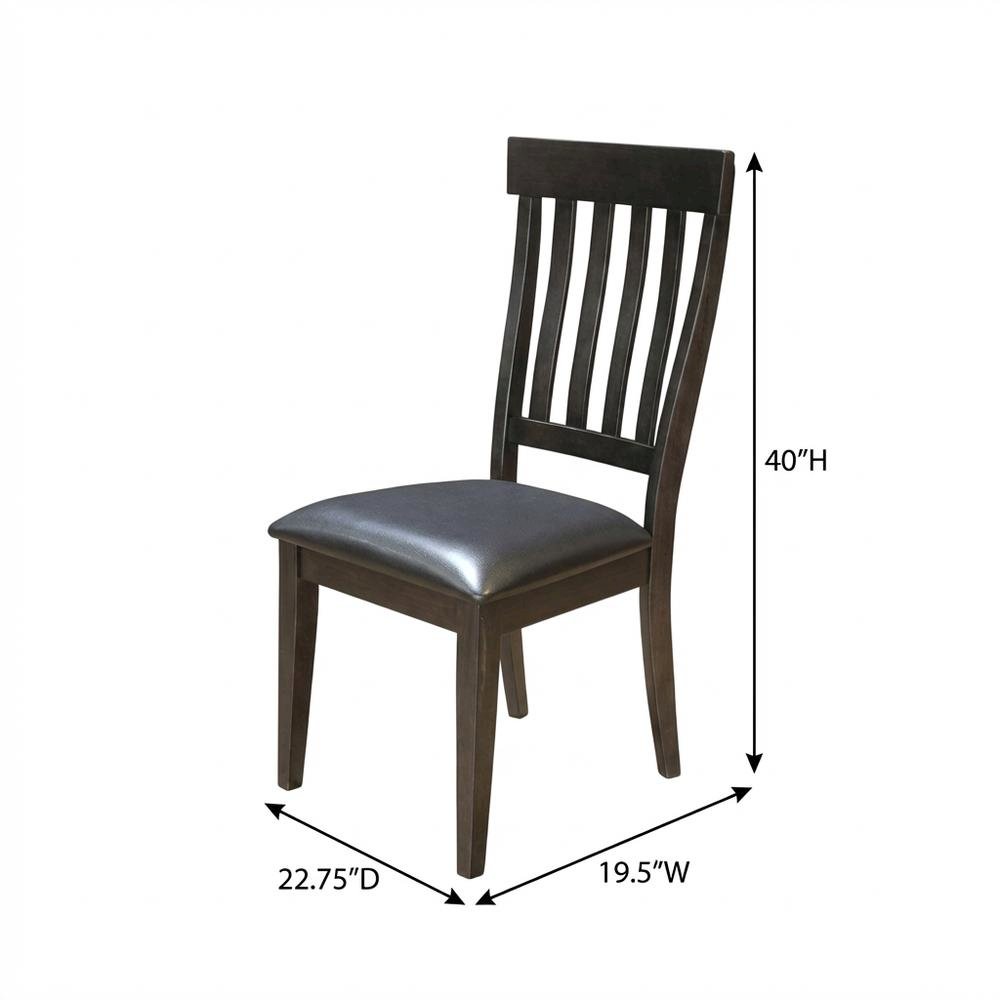Grey Finish Side Chairs with Upholstered Faux Leather Seats
