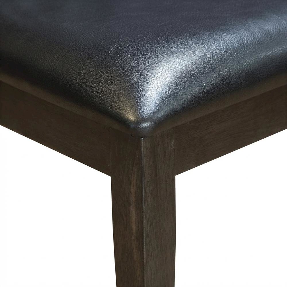 Grey Finish Side Chairs with Upholstered Faux Leather Seats