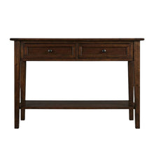 Cherry Brown Sofa Table with Shelf and Gunmetal Hardware in Solid Mahogany