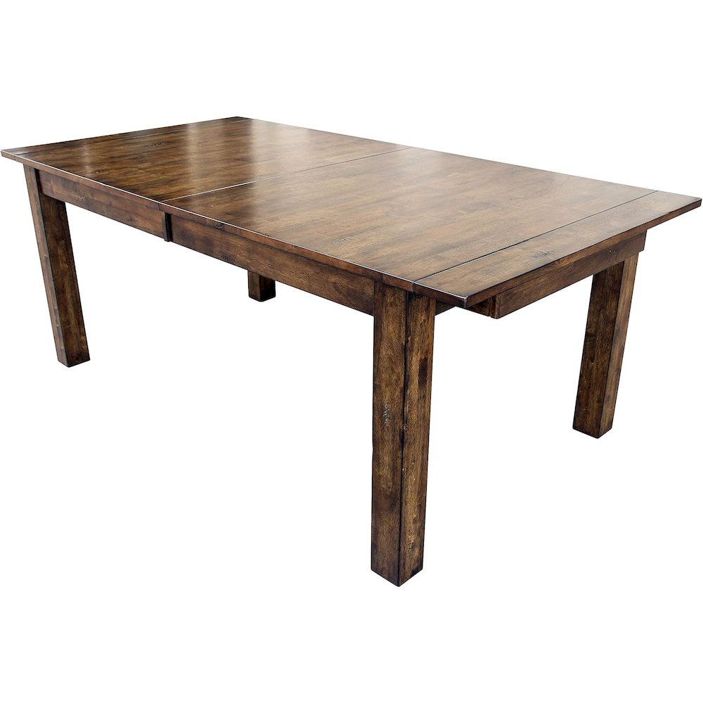 Rustic Whiskey Extendable Dining Table with Leaf, Rustic Dining Table