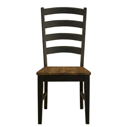 Two-Tone Dining Chairs Set of 2 with Distressed Finish and Solid Rubberwood