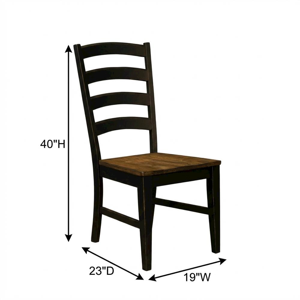 Two-Tone Dining Chairs Set of 2 with Distressed Finish and Solid Rubberwood