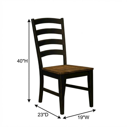 Two-Tone Dining Chairs Set of 2 with Distressed Finish and Solid Rubberwood