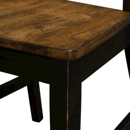 Two-Tone Dining Chairs Set of 2 with Distressed Finish and Solid Rubberwood