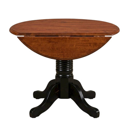 Black Oak Double Drop-Leaf Dining Table with Adjustable Length