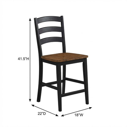 Two-Tone Counter Height Chairs Set of 2 with Solid Rubberwood Frame