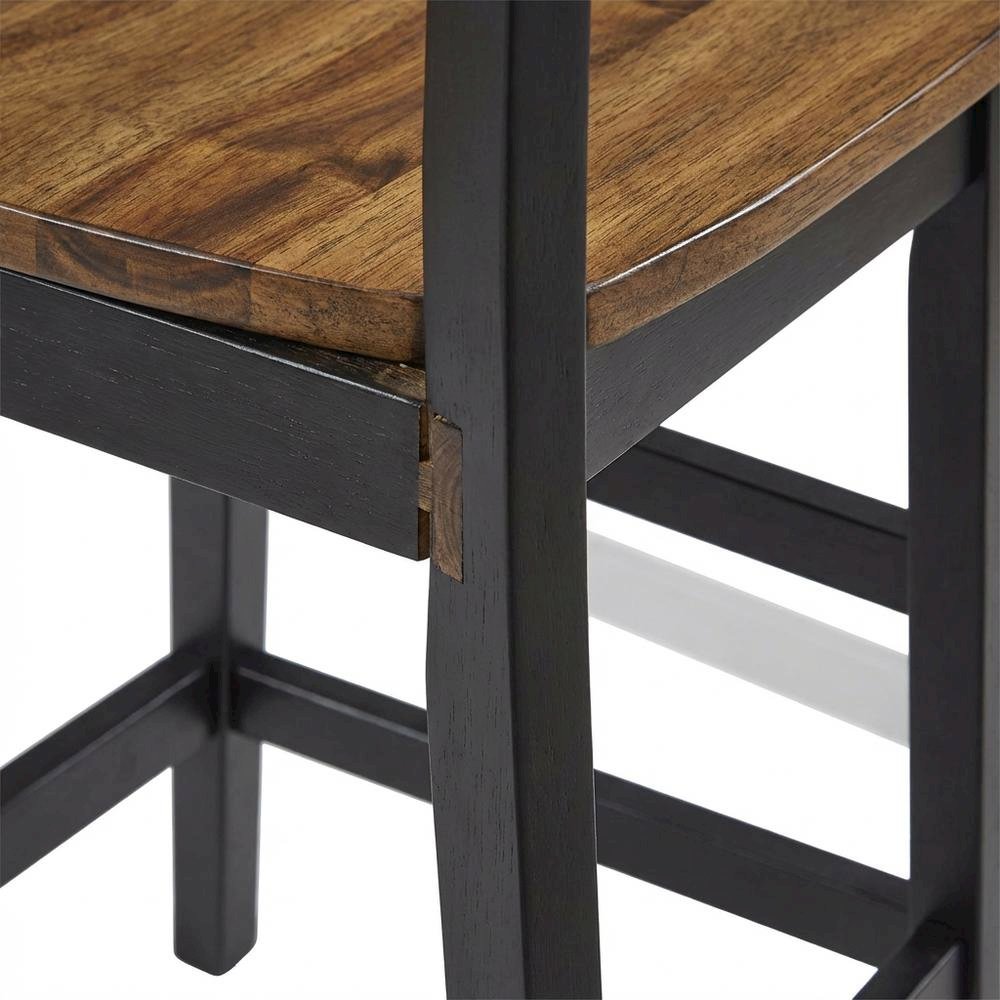 Two-Tone Counter Height Chairs Set of 2 with Solid Rubberwood Frame