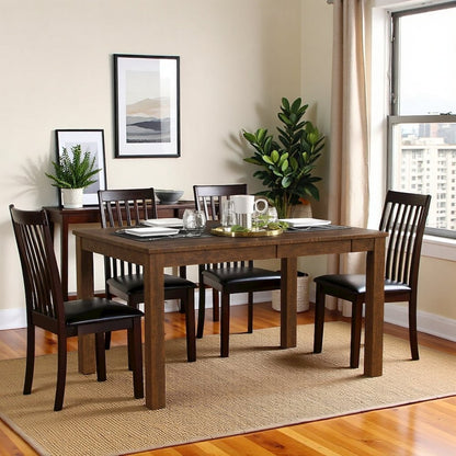 Rustic Whiskey Square Kitchen Table, 36 Inch to 54 Inch Dining Table
