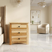 Natural Hickory Nightstand with Bronze Hardware and 3 Drawers