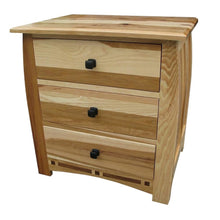Natural Hickory Nightstand with Bronze Hardware and 3 Drawers