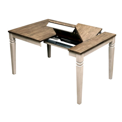 36"-54" Dinette Leg Table with (1) 18" Butterfly Leaf, Smokey White & Peppercorn