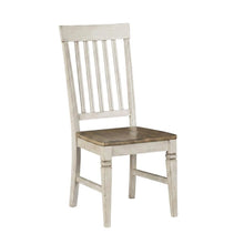 Smokey White & Peppercorn Side Chair with Slatback Design and Wooden Seat