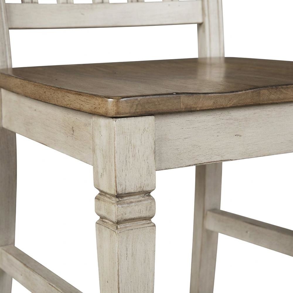 Smokey White & Peppercorn Side Chair with Slatback Design and Wooden Seat
