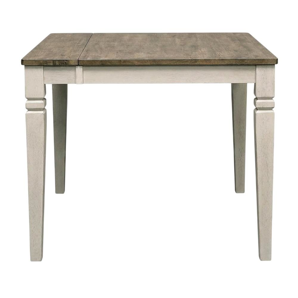 Adjustable Dining Table with Butterfly Leaf in Smokey White & Peppercorn