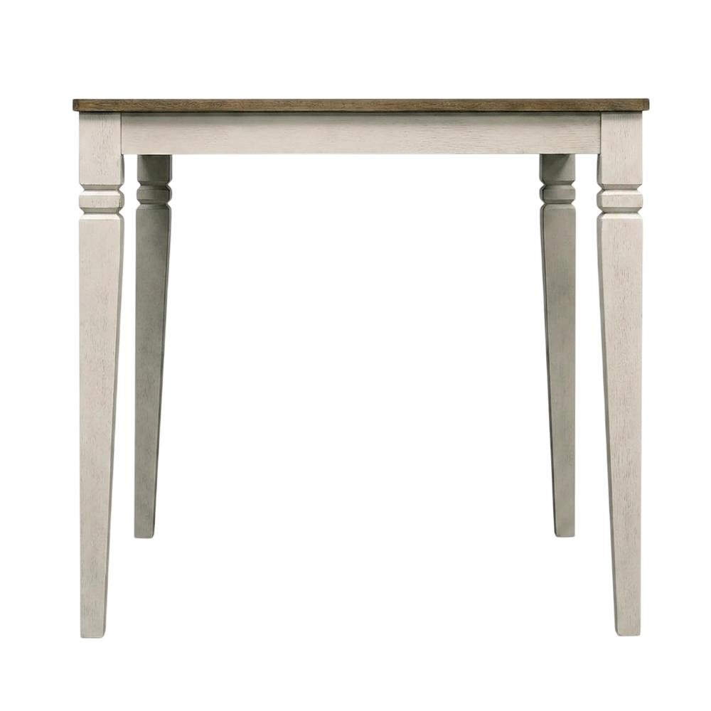 Adjustable Dining Table with Butterfly Leaf in Smokey White & Peppercorn