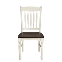 Chalk-Cocoa Bean Slatback Dining Chairs with Light Distressing Set of 2