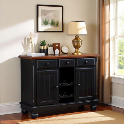 Black Farmhouse Coffee Bar, Wine Cabinet with Storage and Drawers