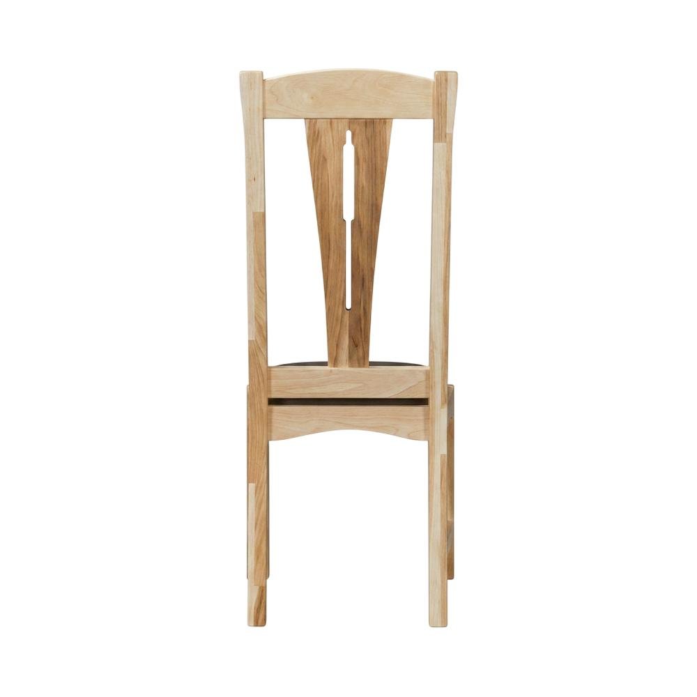 Natural Finish Leather Upholstered Side Chair Set of 2