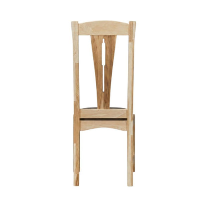 Natural Finish Leather Upholstered Side Chair Set of 2