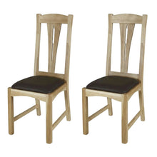 Natural Finish Leather Upholstered Side Chair Set of 2