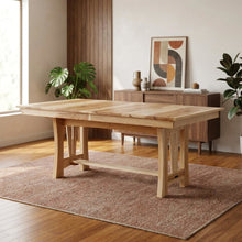 Adjustable Dining Table with Natural Hickory Finish and Self-Storing Leaves