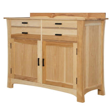 Natural Finish Sideboard with Distressed Look and Dark Brass Hardware