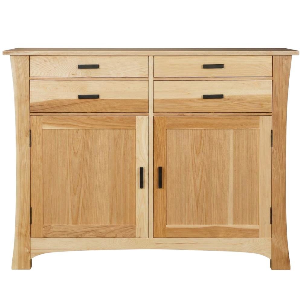 Natural Finish Sideboard with Distressed Look and Dark Brass Hardware