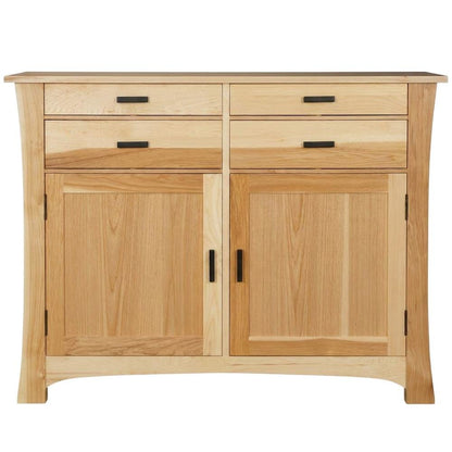 Natural Finish Sideboard with Distressed Look and Dark Brass Hardware
