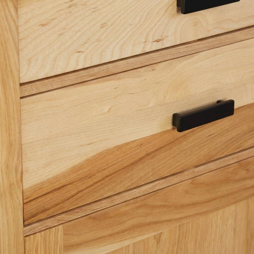 Natural Finish Sideboard with Distressed Look and Dark Brass Hardware