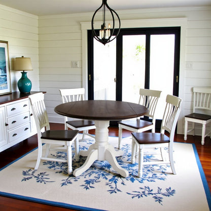 Pedestal Drop Leaf Table for Small Spaces, Compact Dining Table with Leaf