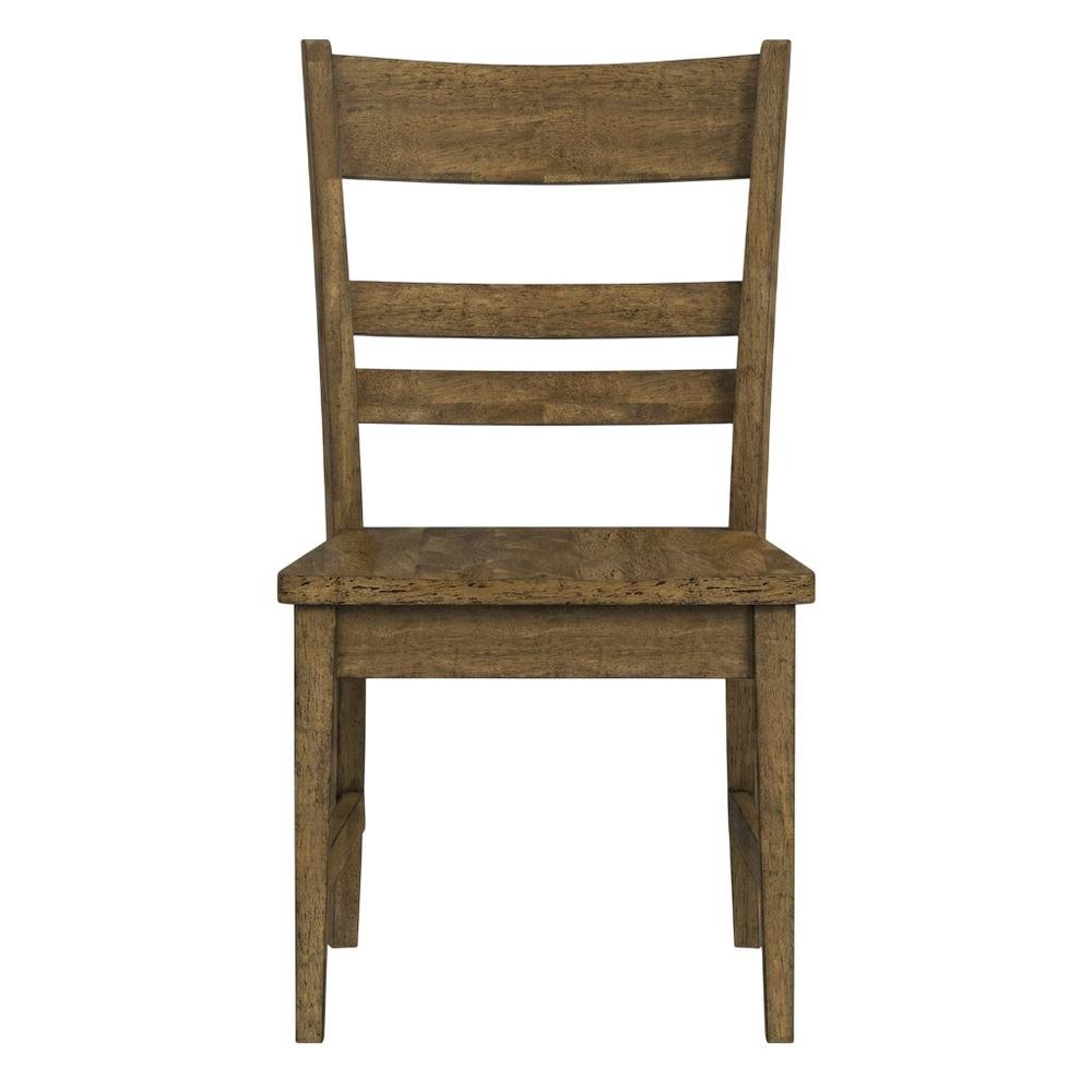 Toasted Java Ladderback Side Chairs with Wood Seats, Transitional Style Set of 2