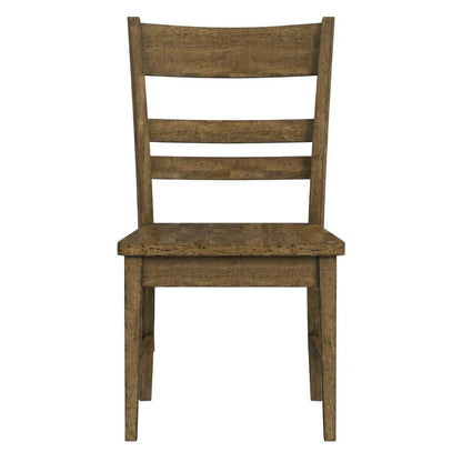 Toasted Java Ladderback Side Chairs with Wood Seats, Transitional Style Set of 2