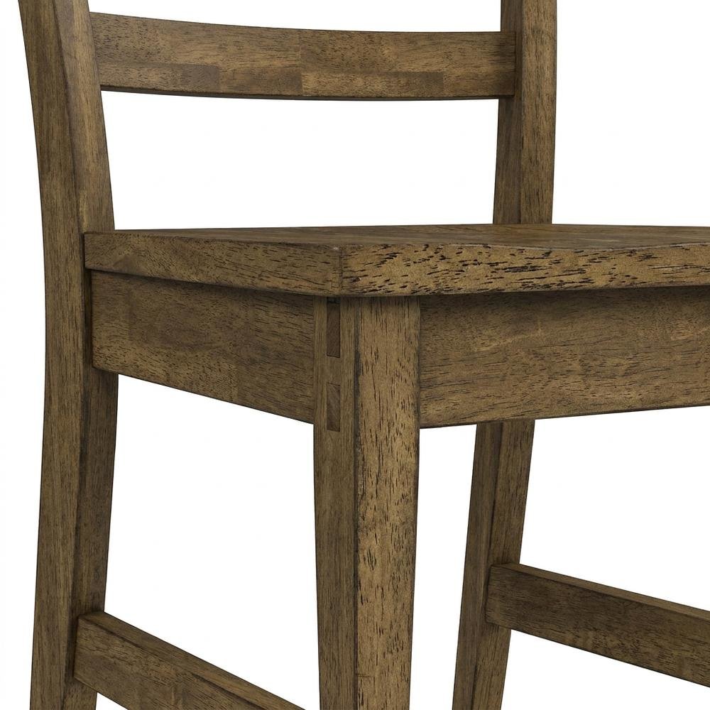 Toasted Java Ladderback Side Chairs with Wood Seats, Transitional Style Set of 2