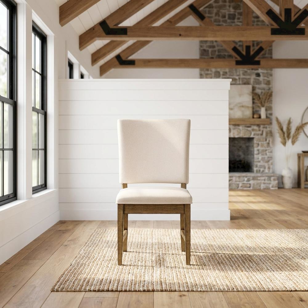 Toasted Java ladderback side chairs with upholstered seats, 2-piece set