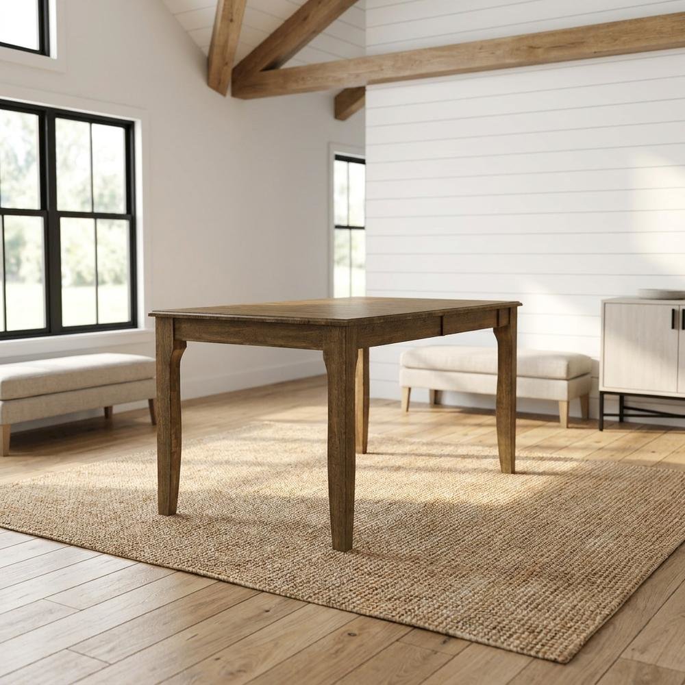 Transitional Dining Table with 18" Self-Storing Butterfly Leaf in Toasted Java