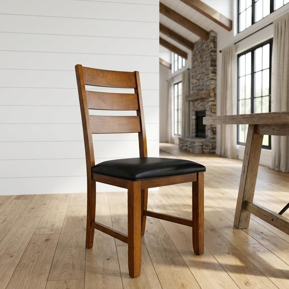 Mango Upholstered Side Chairs with Distressed Finish and Rustic Style, Set of 2