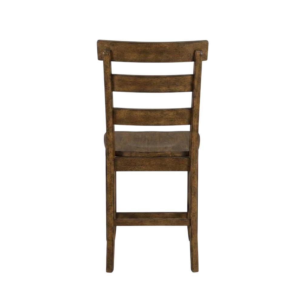 Mango Upholstered Slatback Dining Stool Set with Faux Leather Seat