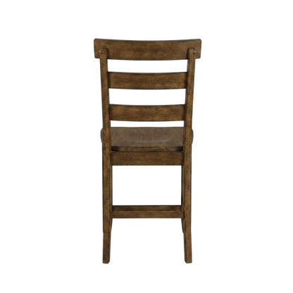 Mango Upholstered Slatback Dining Stool Set with Faux Leather Seat