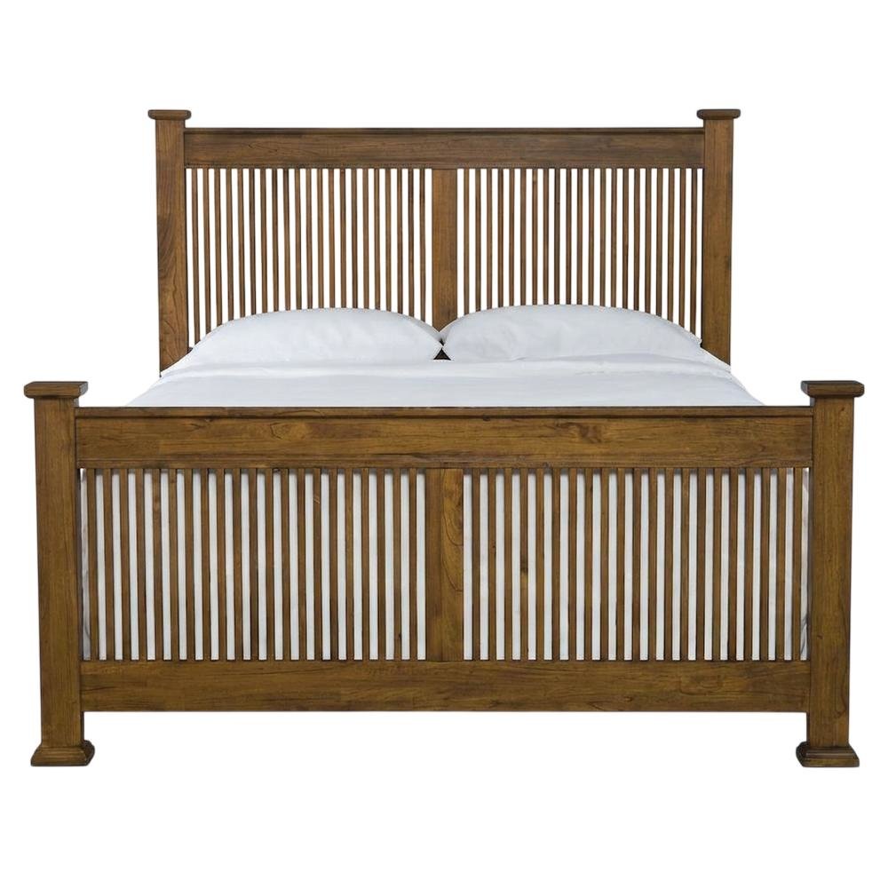 Mission-Style Queen Slat Bed in Harvest Finish with Mindi Wood