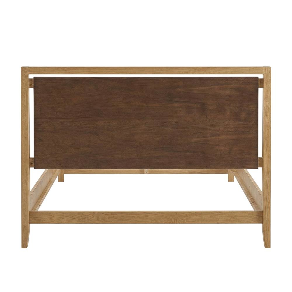 Transitional Queen Platform Bed with Natural Alder and Warm Walnut Finish