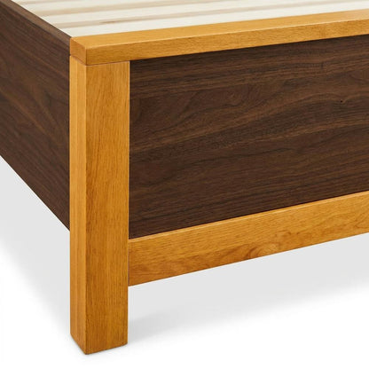 Transitional Queen Platform Bed with Natural Alder and Warm Walnut Finish