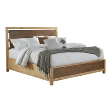 Transitional Queen Platform Bed with Natural Alder and Warm Walnut Finish