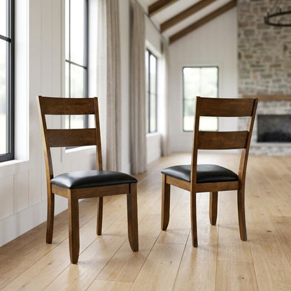 Rustic Whiskey Ladderback Side Chairs with Upholstered Seats (2 Pack)