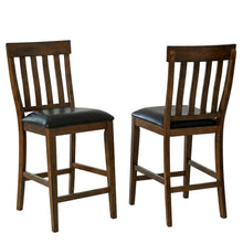 Rustic Whiskey Counter Stool Set with Upholstered Faux Leather Seats (2 Pack)