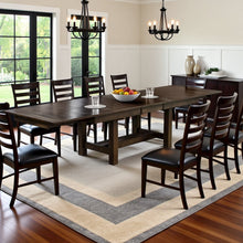 Extendable Rustic Dining Table with Leaf for 8, Solid Gray Wood Design