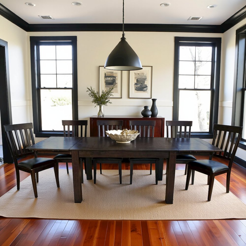 Warm Gray Extendable Dining Table with Leaf, Rustic Dining Table for Eight