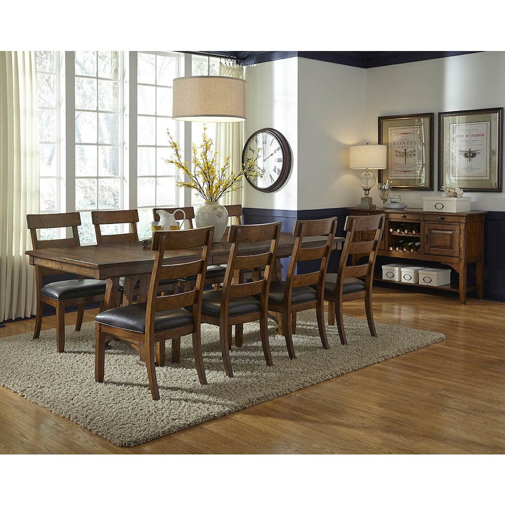 Ozark 72" - 92" Trestle Table with (1) 20" Butterfly Leaf, Warm Pecan