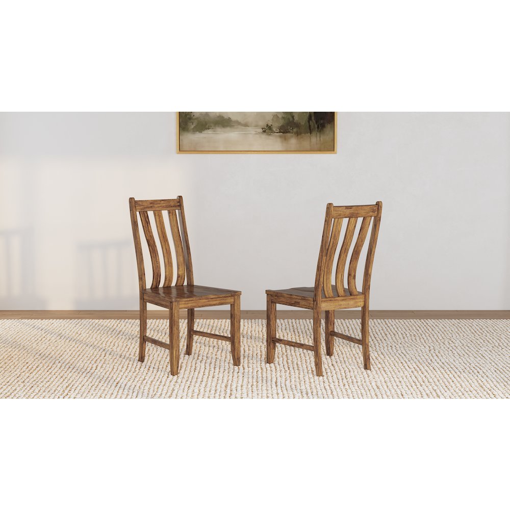 Silverdale Slatback Chair with Wood Seat (Pack of 2), Russet